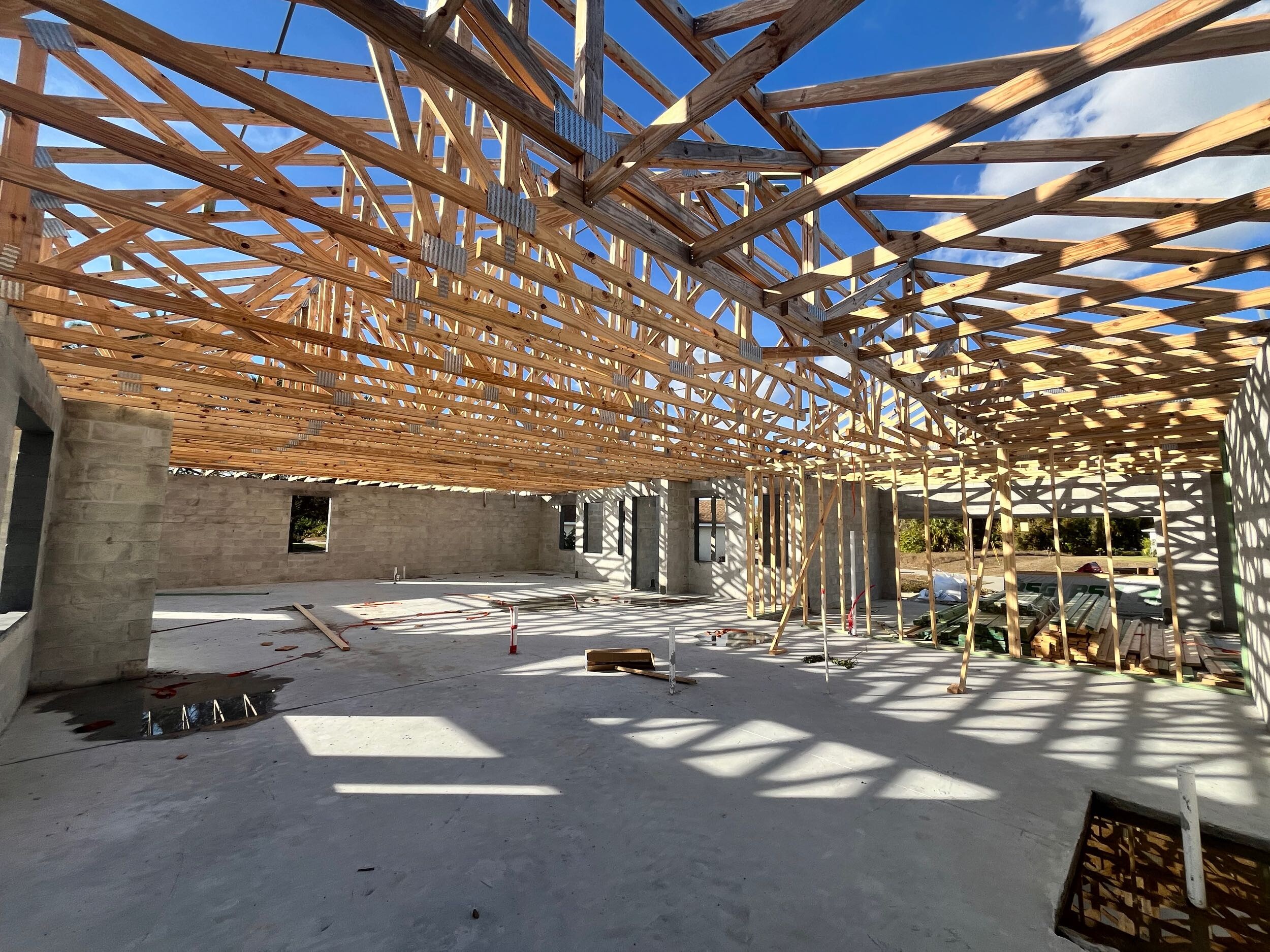 Aerial view of suburban neighborhood with modern two-story homes