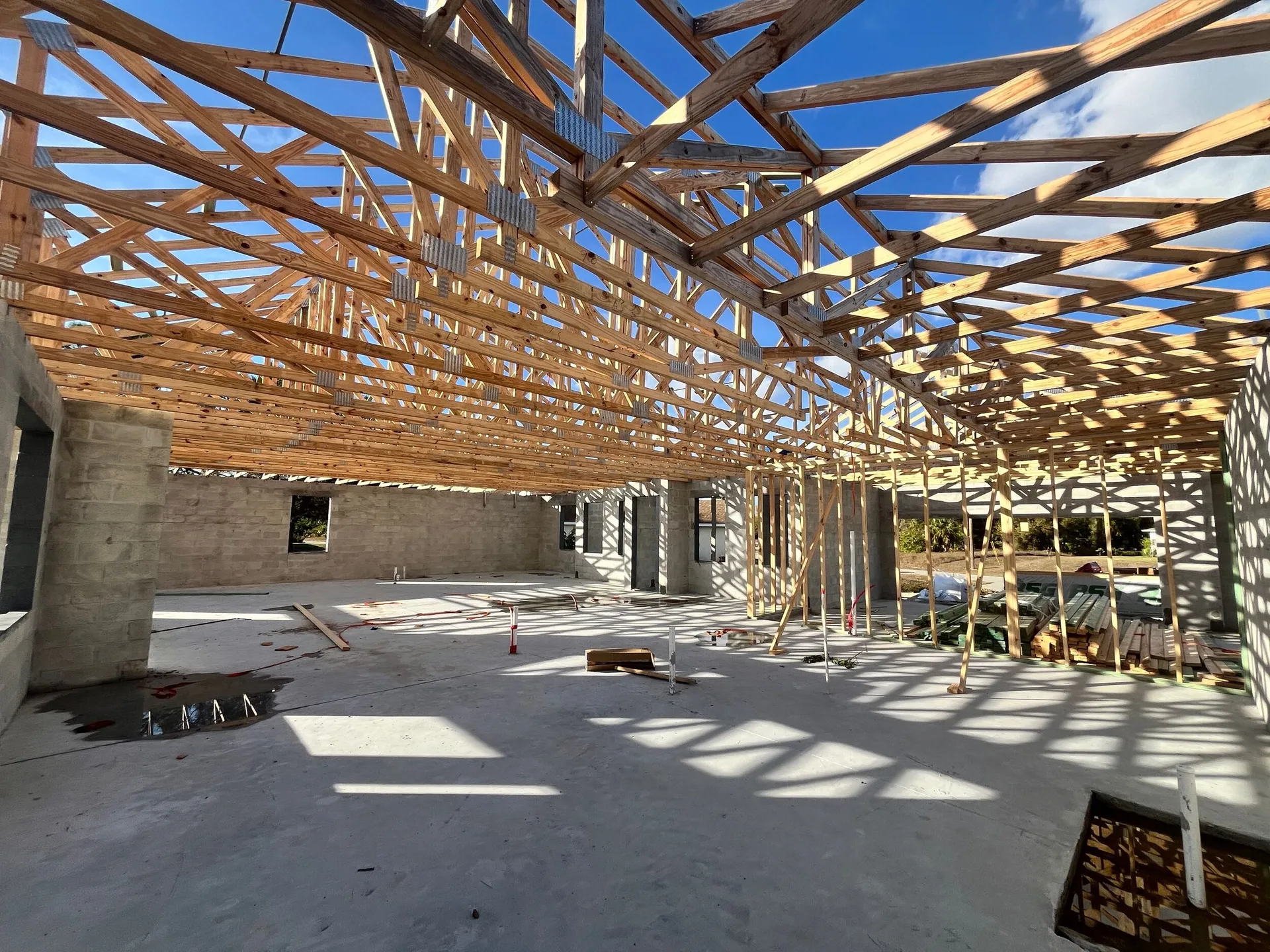 Aerial view of suburban neighborhood with modern two-story homes